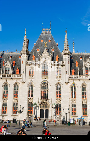 Neo-gotischen Postamt auf dem Marktplatz, alte Stadt, UNESCO-Weltkulturerbe Brügge, Flandern, Belgien Stockfoto