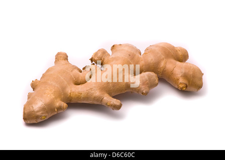 Ingwer auf weißem Hintergrund Stockfoto