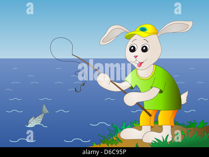 Hase, Angeln, ist Fisch links. Stockfoto