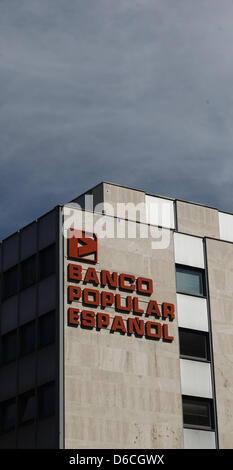 Der Hauptsitz der Banco Popular Espanol, fotografiert in Madrid am 15.04.2013. Foto: Fabian Stratenschulte Stockfoto