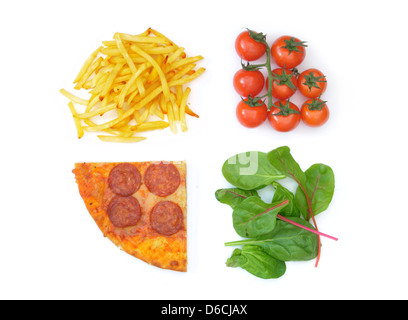 Gute schlechte Ernährungsgewohnheiten Stockfoto