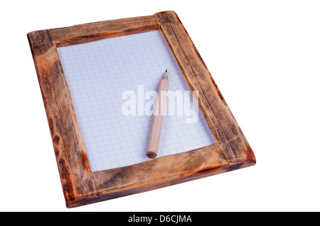 Holzrahmen und Bleistift Beschneidungspfad Stockfoto