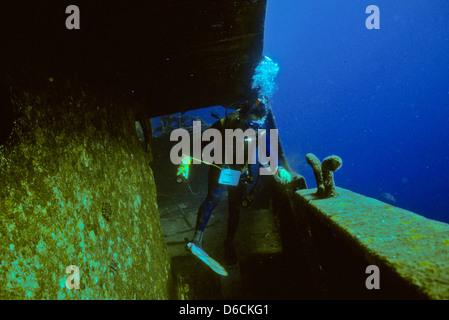 Wrack der Dunraven, roten Meer schieben Dez. 1986 Konvertierungen, Ägypten, Sinai-Halbinsel, Sudan Safariboot Tauchen, Haie, Unterwasser-Fotografie. Stockfoto