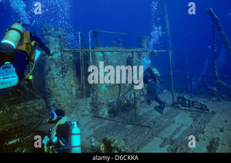 Wrack der Dunraven, roten Meer schieben Dez. 1986 Konvertierungen, Ägypten, Sinai-Halbinsel, Sudan Safariboot Tauchen, Haie, Unterwasser-Fotografie. Stockfoto