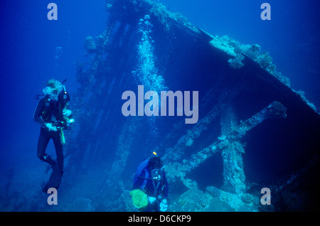 Wrack der Dunraven, roten Meer schieben Dez. 1986 Konvertierungen, Ägypten, Sinai-Halbinsel, Sudan Safariboot Tauchen, Haie, Unterwasser-Fotografie. Stockfoto