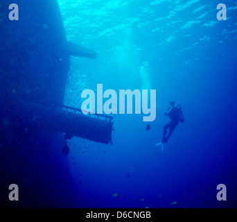 Wrack der Dunraven, roten Meer schieben Dez. 1986 Konvertierungen, Ägypten, Sinai-Halbinsel, Sudan Safariboot Tauchen, Haie, Unterwasser-Fotografie. Stockfoto