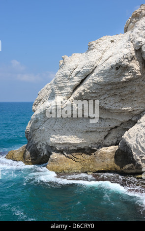 Die weißen Kreidefelsen von Rosch ha-Hanikra Stockfoto