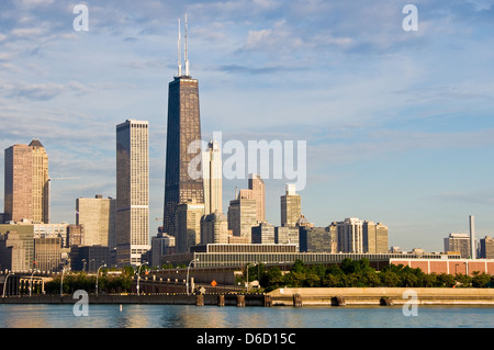 Foto von der Skyline von Chicago vom Lake Michigan. Stockfoto