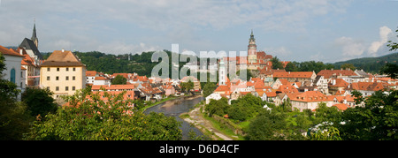 Cesky Krumlov und Vltava River, Böhmen, Tschechien Stockfoto