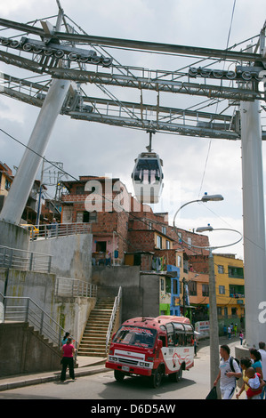 Metrocable Gondel, Medellin, Kolumbien, Südamerika Stockfoto