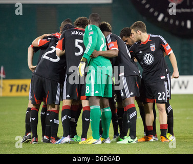 13. April 2013 vor Beginn der zweiten Hälfte gegen NY Redbulls enthält DC United. Stockfoto