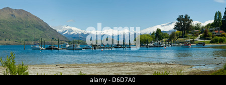 Marina am Lake Wanaka, Central Otago, Neuseeland Stockfoto