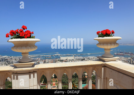 Haifa, einen Blick auf die Bahai-Gärten Stockfoto