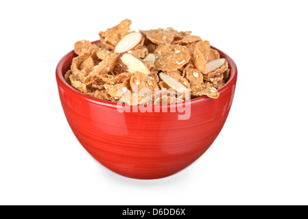 Schüssel Müsli, Flocken mit Mandeln Frühstückszerealien Stockfoto