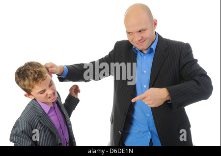 Strengen Vater bestraft sein Sohn Stockfoto