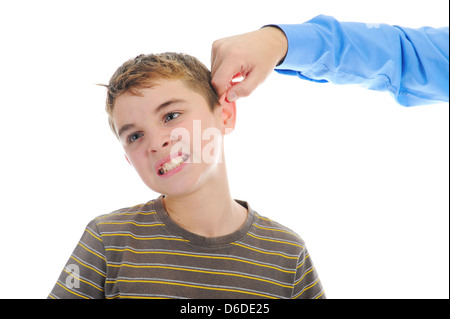 Strengen Vater bestraft sein Sohn Stockfoto