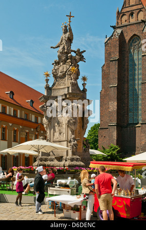 Statue St. Johannes von Nepomuk in der Kirche des Heiligen Kreuzes, Wroclaw, Polen Stockfoto