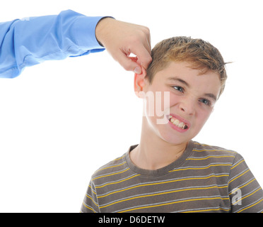 Strengen Vater bestraft sein Sohn Stockfoto