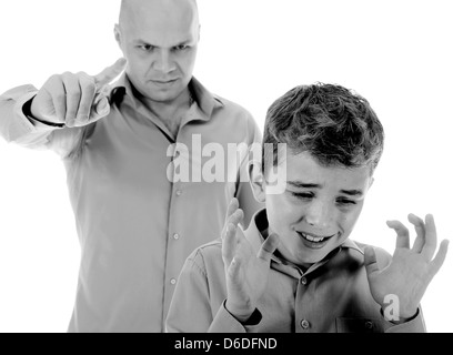 Strengen Vater bestraft sein Sohn Stockfoto