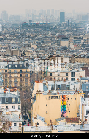 Blick auf Paris von der Basilika Sacré-Coeur Stockfoto