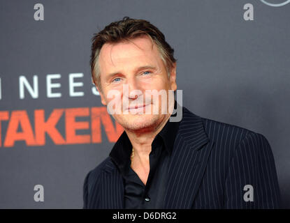 Irischer britisch-US-amerikanischer Schauspieler Liam Neeson kommt für die Premiere von seinem neuen film 96 Stunden - genommen 2 in der KulturBrauerei-Halle in Berlin, Deutschland, 11. September 2012. Der Film startet in den deutschen Kinos ab 11. Oktober 2012. Foto: Britta Pedersen Stockfoto