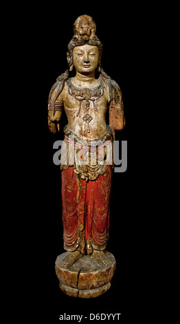 Bodhisattva Avalokitesvara China polychrome Holz Periode der fünf Dynastien 907-960 N.Chr. Chinesisch Stockfoto