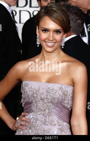 US-Schauspielerin Jessica Alba besucht die 69. Annual Golden Globe Awards am 15. Januar 2012 von der Hollywood Foreign Press Association in Beverly Hilton Hotels in Los Angeles, USA, vorgestellt. Foto: Hubert Boesl Stockfoto