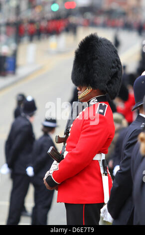 Gardist MARGRET THATCHER Beerdigung 17. April 2013 LUDGATE LONDON ENGLAND UK Stockfoto