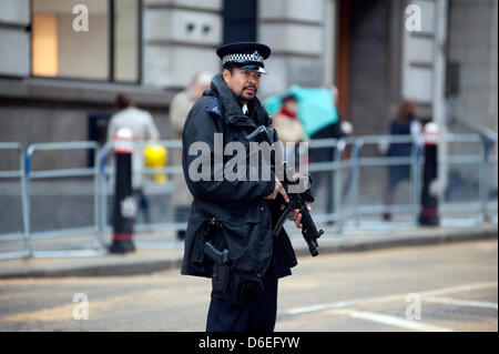 Die Beerdigung des ehemaligen Ministerpräsidenten Baronin Margaret Thatcher in London heute. London, England, 17. April 2013. Stockfoto