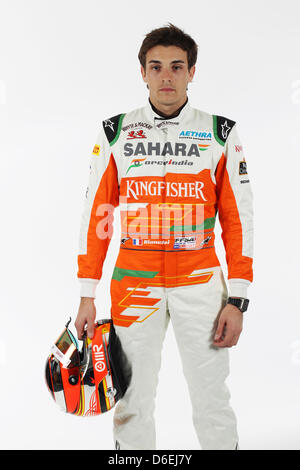 Jules Bianchi (FRA) - Sahara Force India Formula One Team - Treiber Studio Foto-Shooting - Silverstone im Vereinigten Königreich, 02.02.2012 - Sahara Force India Formula One Team Copyright Kostenloses Bild Stockfoto