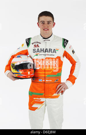 Paul di Resta (GBR) - Sahara Force India Formula One Team - Fahrer Studio Fotoshooting - Silverstone im Vereinigten Königreich, 02.02.2012 - Sahara Force India Formel ein Team Copyright Free Image Stockfoto