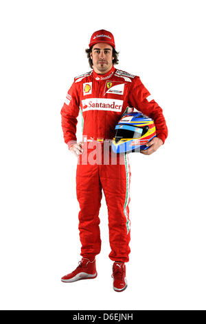 Eine undatiertes Handout Bild veröffentlicht von der Ferrari-Pressestelle am 3. Februar 2012 zeigt spanischen Ferrari-pilot Fernando Alonso. Foto: FERRARI PRESS OFFICE HANDOUT zur redaktionellen Verwendung nur/NO SALES Stockfoto