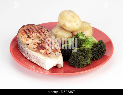 Gegrilltes Lachssteak Stockfoto