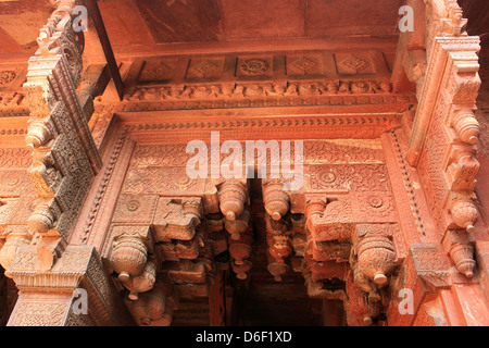 Agra Fort im Inneren Schnitzereien UNESCO World Heritage Site Agra, Uttar Pradesh, Indien Stockfoto