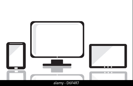 Satz von realistische Darstellung, Tablet PC und Handy-Vorlage Stockfoto