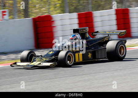 FIA Masters historische Formel1 Rennen in Montmelo 12. April 2013 - Andrew Beaumont im Jahr 1974 Lotus 76/1 Stockfoto