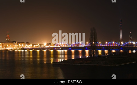 Riga-Sicht in der Nacht Stockfoto