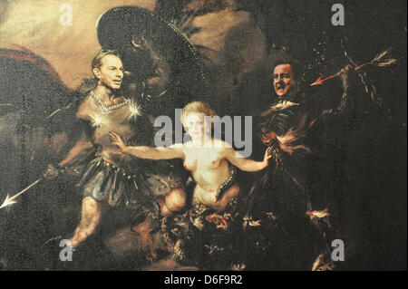 Percy Street, London, UK. 17. April 2013.  "In Your Dreams" – Ben Moore. Eine neue Ausstellung, die Erforschung alternativer Porträts von den späten Baroness Thatcher, öffnet am Londoner Galerie anders, mit 10 für 10 Tage mit dem Thema No10 binden ausstellenden Künstlern. Stockfoto