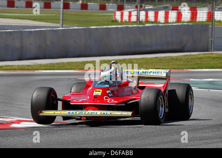 FIA Masters historische Formel1 Rennen in Montmelo 12. April 2013 - Laurence Kinch 1980 Ferrari 312 T5 Stockfoto