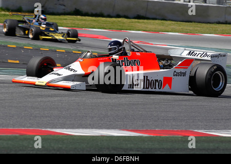 FIA Masters historische Formel1 Rennen in Montmelo 12. April 2013 - Herr John b 1980 McLaren M29 Stockfoto