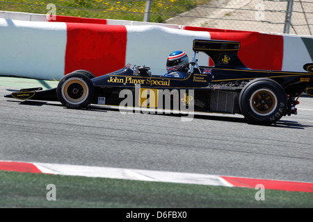 FIA Masters historische Formel1 Rennen in Montmelo 12. April 2013 - Andrew Beaumont im Jahr 1974 Lotus 76/1 Stockfoto