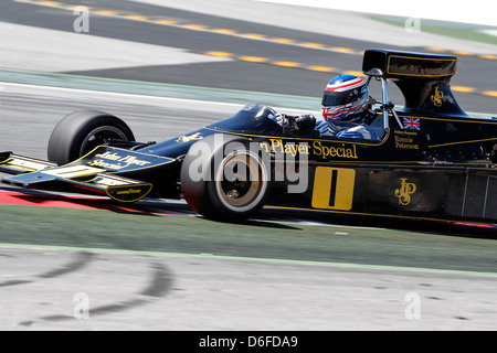 FIA Masters historische Formel1 Rennen in Montmelo 12. April 2013 - Andrew Beaumont im Jahr 1974 Lotus 76/1 Stockfoto