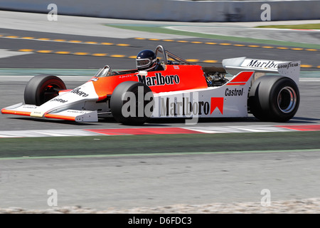 FIA Masters historische Formel1 Rennen in Montmelo 12. April 2013 - Herr John b 1980 McLaren M29 Stockfoto