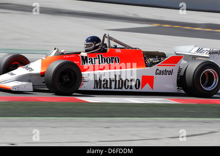 FIA Masters historische Formel1 Rennen in Montmelo 12. April 2013 - Herr John b 1980 McLaren M29 Stockfoto