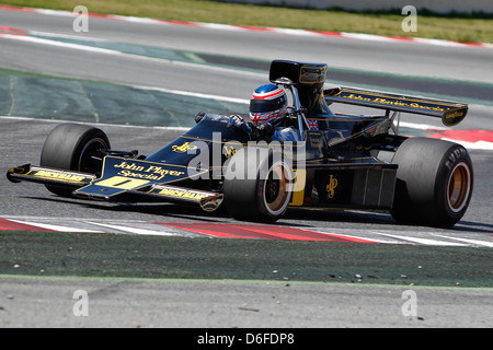 FIA Masters historische Formel1 Rennen in Montmelo 12. April 2013 - Andrew Beaumont im Jahr 1974 Lotus 76/1 Stockfoto