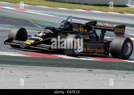 FIA Masters historische Formel1 Rennen in Montmelo 12. April 2013 - Greg Thornton in einem Lotus 92/5 Stockfoto