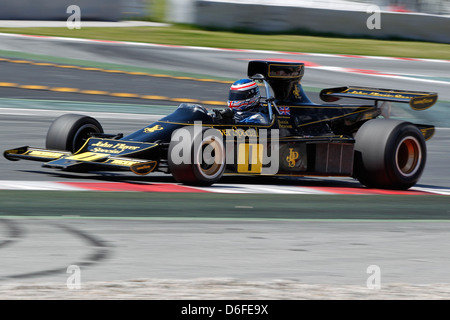 FIA Masters historische Formel1 Rennen in Montmelo 12. April 2013 - Andrew Beaumont im Jahr 1974 Lotus 76/1 Stockfoto