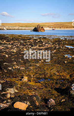 Wrack eines Schiffes WW2 in Scapa Flow Orkney Stockfoto