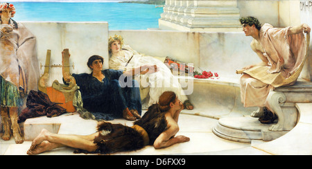 Sir Lawrence Tadema, A Reading von Homer 1885 Öl auf Leinwand. Philadelphia Museum of Art, Pennsylvania, Vereinigte Staaten Stockfoto