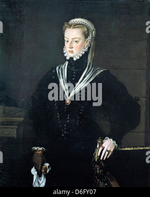 Alonso Sánchez Coello, Porträt von Juana von Österreich, Prinzessin von Portugal. Circa1557. Öl auf Leinwand. Stockfoto